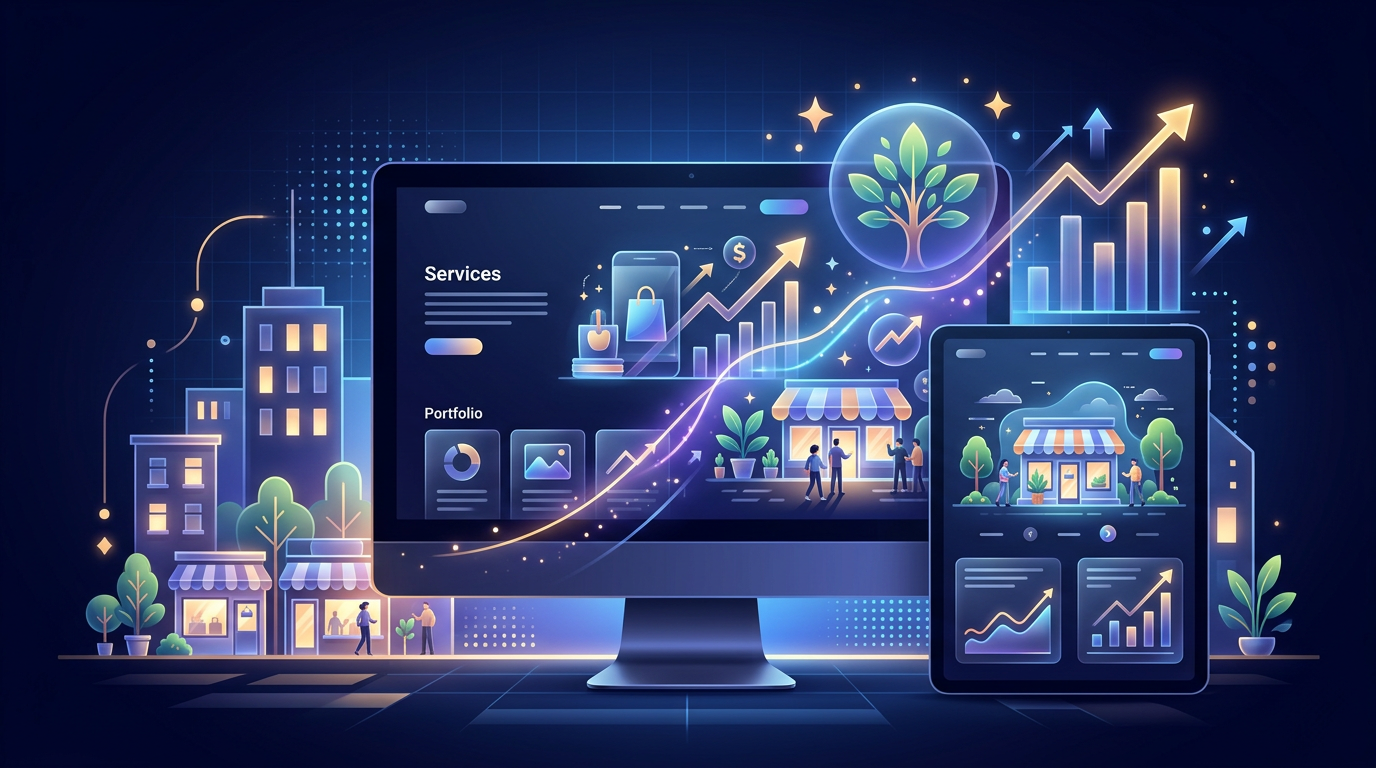 Small business website visual on multiple devices